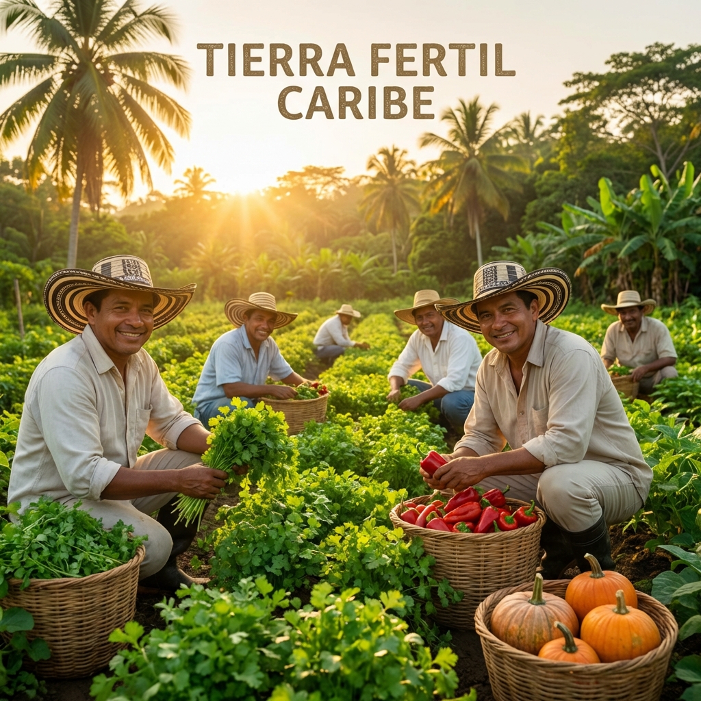 Agricultores del Caribe colombiano cosechando